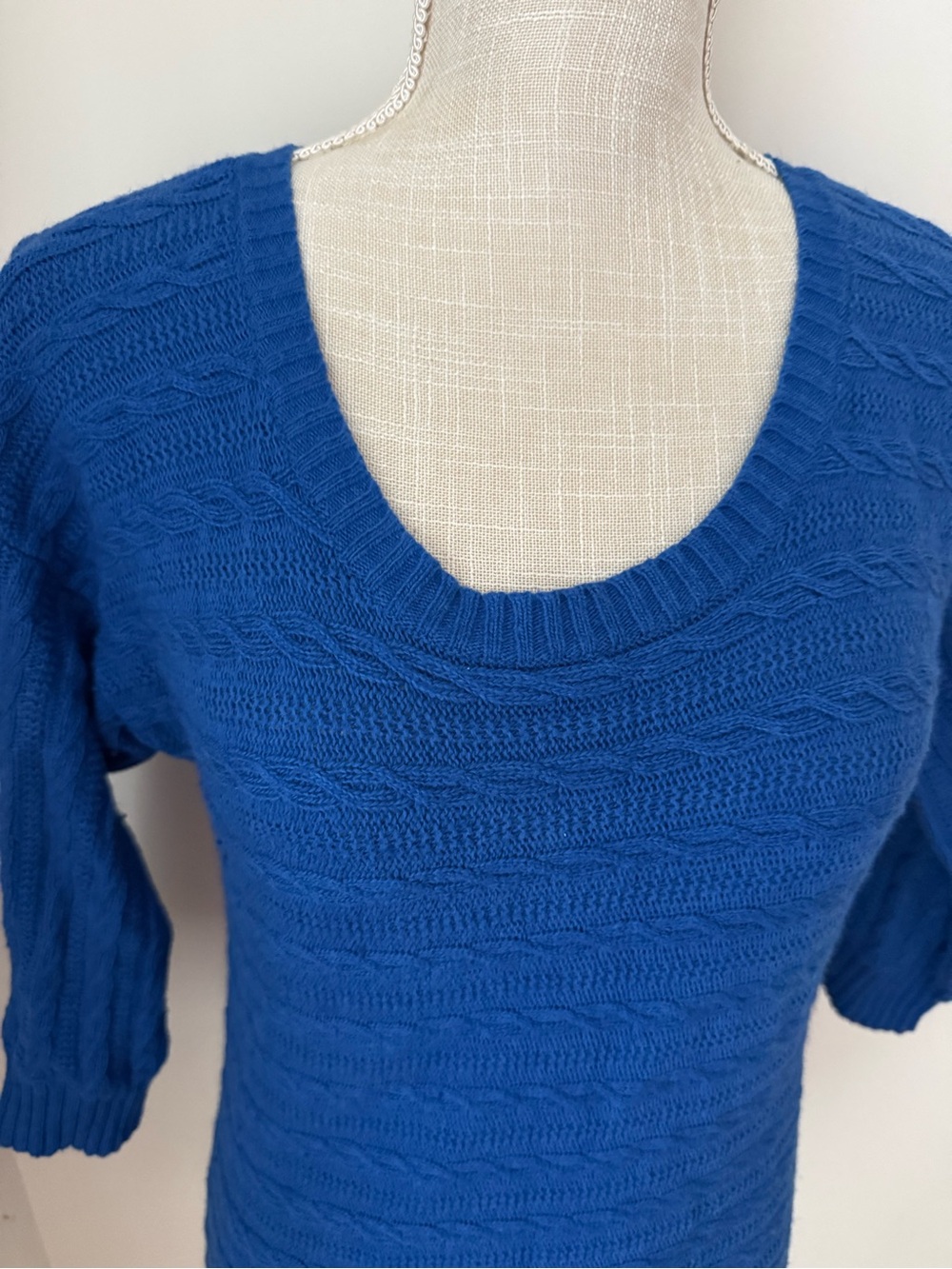 Mossimo Supply Co. Royal Blue Scoop Neck Cable Knit Sweater - Picture 2 of 9